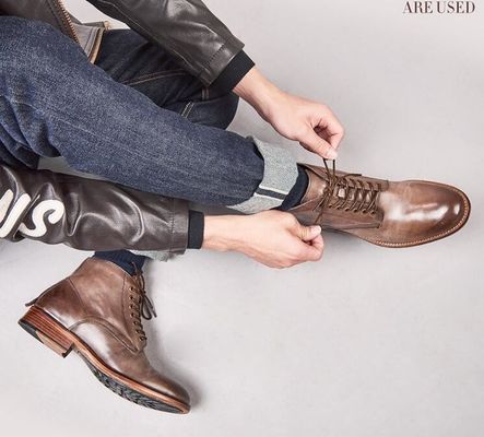 Musim gugur Musim dingin Pria Pakaian Kulit Sepatu Sepatu Kulit Tinggi Sepatu Kulit Baja - Dipadatkan Dengan Pelus
