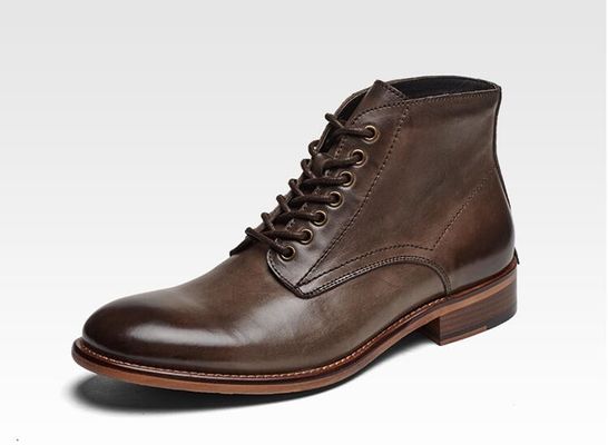 Musim gugur Musim dingin Pria Pakaian Kulit Sepatu Sepatu Kulit Tinggi Sepatu Kulit Baja - Dipadatkan Dengan Pelus