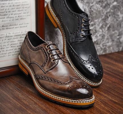 Genuine Leather Men's Wedding Dress Shoes Handmade Men's Casual Leather Shoes