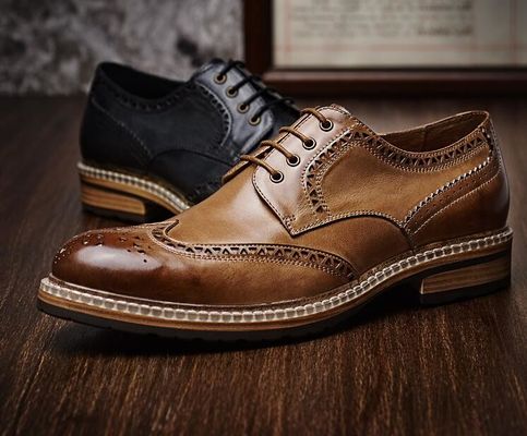 Genuine Leather Men's Wedding Dress Shoes Handmade Men's Casual Leather Shoes