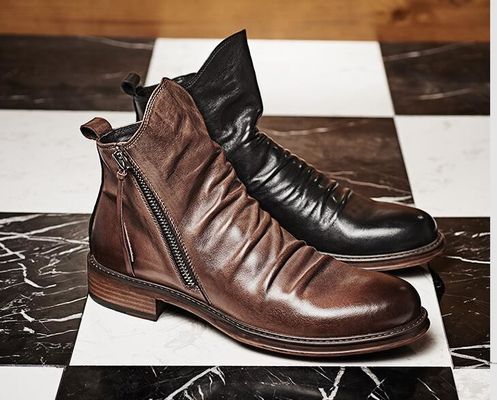 Warna Perak Pria Slip On Sneakers Kulit Round Toe Nyaman Sepatu Bergaya berjalan
