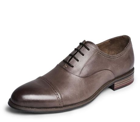 Round Toe Fashion Men Dress Shoes, Lace Up OEM Dark Brown Oxford Sepatu
