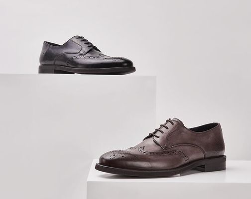 Outdoor Pria Brown Patent sepatu kulit, Campuran warna Square Toe Men sepatu mewah
