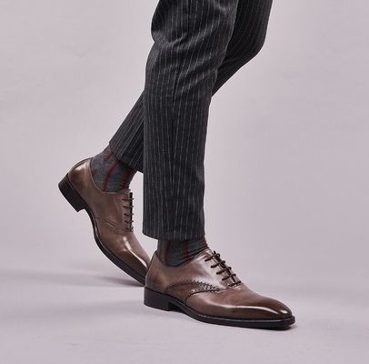 Fashion Pria Pakaian Formal Sepatu Kulit Asli Pria Hitam Tali Sepatu Pakaian