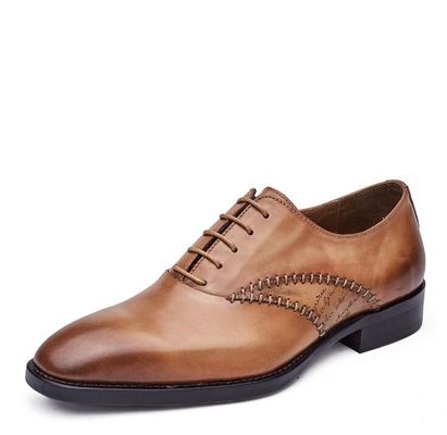 Fashion Pria Pakaian Formal Sepatu Kulit Asli Pria Hitam Tali Sepatu Pakaian