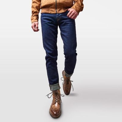 Pria berujung kaki kulit cokelat Chelsea Boots, kulit renda sepatu pergelangan kaki untuk pesta