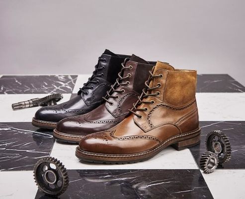 Pria berujung kaki kulit cokelat Chelsea Boots, kulit renda sepatu pergelangan kaki untuk pesta
