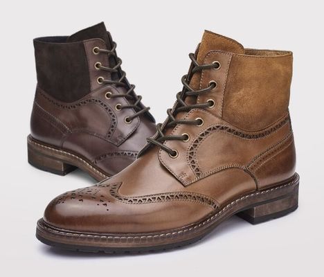Pria berujung kaki kulit cokelat Chelsea Boots, kulit renda sepatu pergelangan kaki untuk pesta