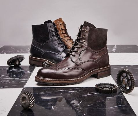 Pria berujung kaki kulit cokelat Chelsea Boots, kulit renda sepatu pergelangan kaki untuk pesta