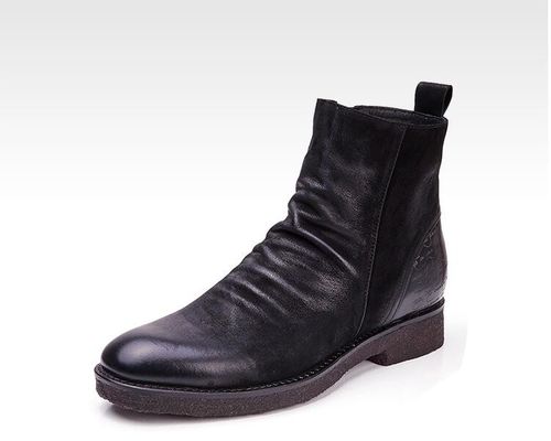 Goodyear Welted Boots Kulit, Retro Pria Brogue Chelsea Boots