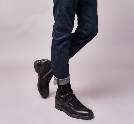 Goodyear Welted Boots Kulit, Retro Pria Brogue Chelsea Boots