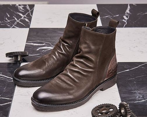 Goodyear Welted Boots Kulit, Retro Pria Brogue Chelsea Boots