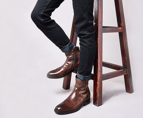 British Ukiran Renang Pria Sepatu Tulang Pinggang Berujung Kaki Gaya Brogue Sepatu Chelsea
