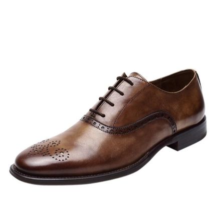 Men Lace Up Brogue Shoes Low Luxury Heel Dress Shoes Dengan Ukuran 37 - 48