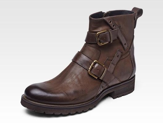 Pria Chelsea Boots Waterproof Pria Hitam Kulit Tali Up Sepatu