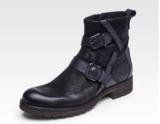 Pria Chelsea Boots Waterproof Pria Hitam Kulit Tali Up Sepatu