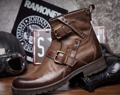 Pria Chelsea Boots Waterproof Pria Hitam Kulit Tali Up Sepatu