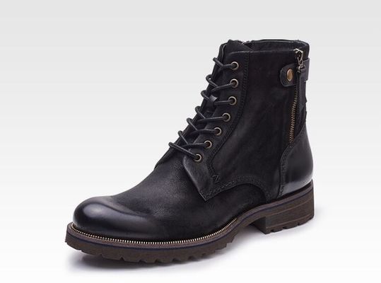 Ukuran Normal Pria Brown Chelsea Boots Full Grain Kulit Tinggi Top Casual Shoes