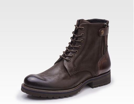 Ukuran Normal Pria Brown Chelsea Boots Full Grain Kulit Tinggi Top Casual Shoes