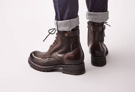 Ukuran Normal Pria Brown Chelsea Boots Full Grain Kulit Tinggi Top Casual Shoes