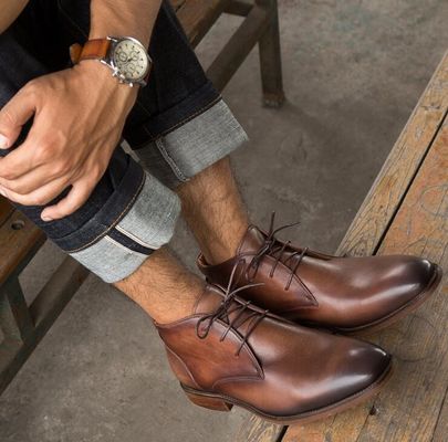 Chukka Suede Kulit Pria Kulit Casual Sepatu Brown Pria Dent Up Dress Boots