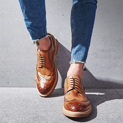 Handmade Burned Pria formal sepatu kulit, Custom Men Brown renda Up sepatu gaun