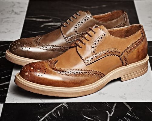 Handmade Burned Pria formal sepatu kulit, Custom Men Brown renda Up sepatu gaun