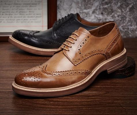 Handmade Burned Pria formal sepatu kulit, Custom Men Brown renda Up sepatu gaun