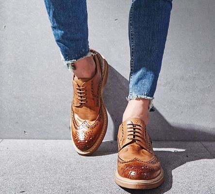 Handmade Burned Pria formal sepatu kulit, Custom Men Brown renda Up sepatu gaun