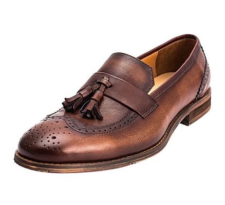 Spring / Autumn Brown Pria Woven Kulit Slip On Sepatu Untuk Pesta