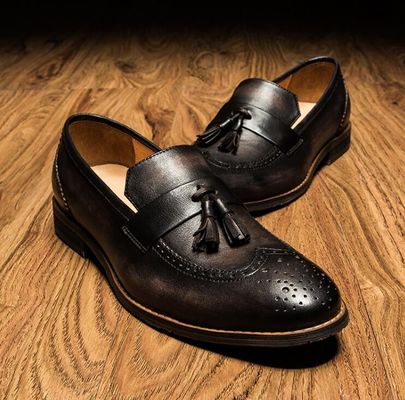 Spring / Autumn Brown Pria Woven Kulit Slip On Sepatu Untuk Pesta