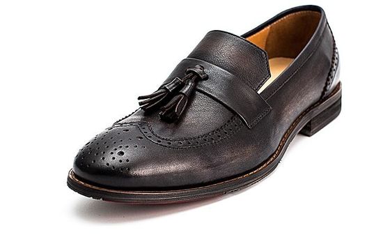 Spring / Autumn Brown Pria Woven Kulit Slip On Sepatu Untuk Pesta