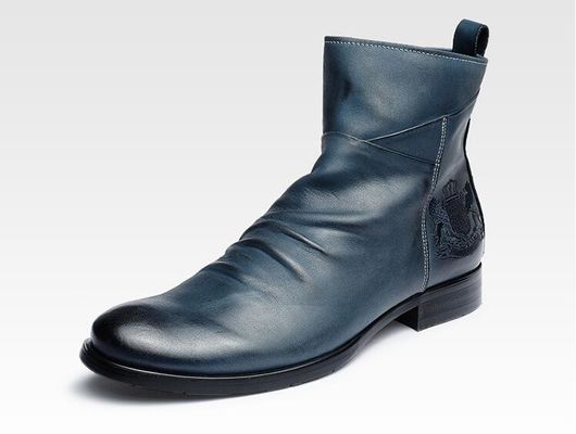 Round Toe Pria Sepatu Sepatu Sepatu Ankle Kulit Asli Pria Sepatu Elevator