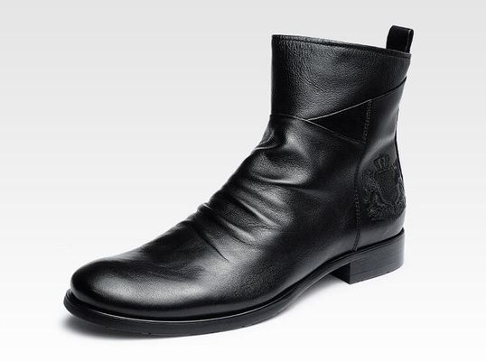 Round Toe Pria Sepatu Sepatu Sepatu Ankle Kulit Asli Pria Sepatu Elevator