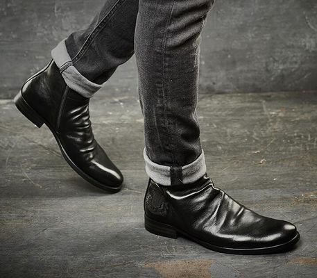 Round Toe Pria Sepatu Sepatu Sepatu Ankle Kulit Asli Pria Sepatu Elevator