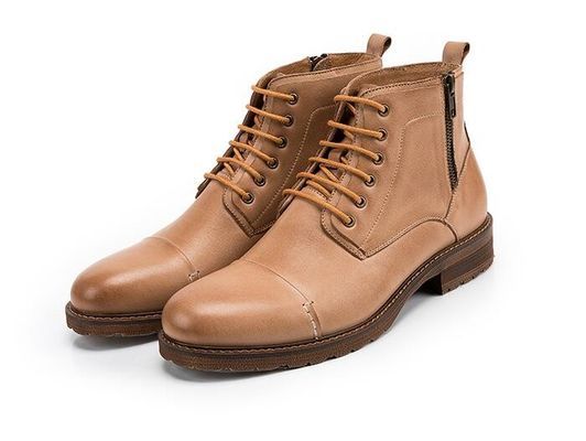 Sepatu pria elevator kaki bulat bernapas sepatu kulit asli kasual untuk musim dingin