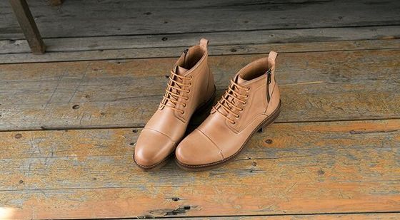 Sepatu pria elevator kaki bulat bernapas sepatu kulit asli kasual untuk musim dingin