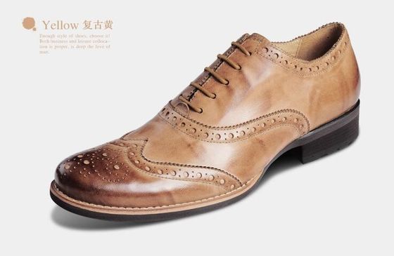 Soft Men'S Casual Shoes Normal Size Brown Kulit Brogue Sepatu
