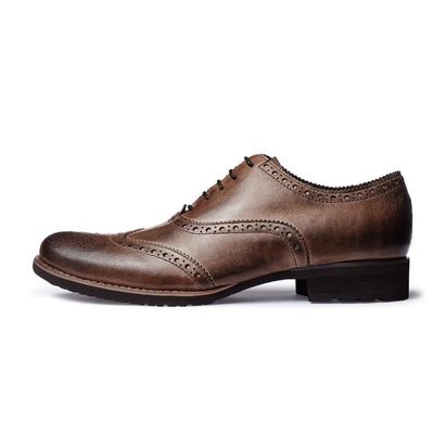 Soft Men'S Casual Shoes Normal Size Brown Kulit Brogue Sepatu