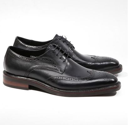 Derby Style Pria Brown Lace Up Shoes Flat Pria Woven Kulit Slip On Sepatu