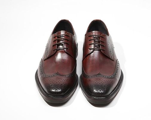Derby Style Pria Brown Lace Up Shoes Flat Pria Woven Kulit Slip On Sepatu