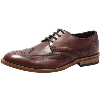 Kulit asli pria flat hitam Oxford sepatu, klasik vintage renda sepatu pakaian