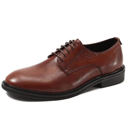 Fashion Embossing Mens Kulit Pakaian Sepatu Brown Round Toe Standar Sepatu Menari