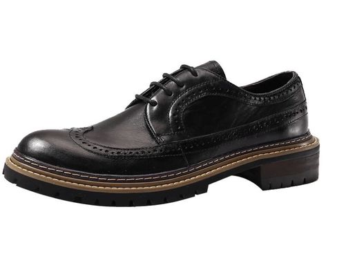 Spring / Autumn Pria Casual Sepatu Round Toe Pria Hitam Kulit Loafer Sepatu