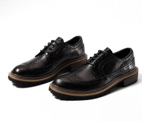Spring / Autumn Pria Casual Sepatu Round Toe Pria Hitam Kulit Loafer Sepatu