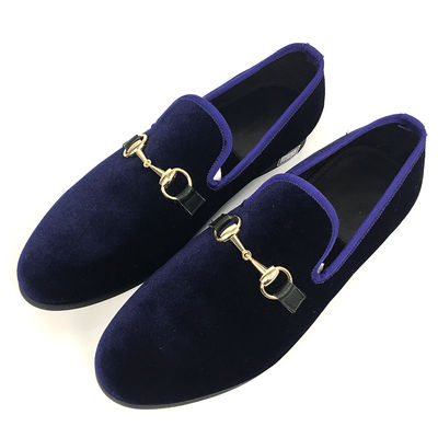 Handmade Black Velvet Loafer Shoes Broded Red Bottom Flat Men Shoes