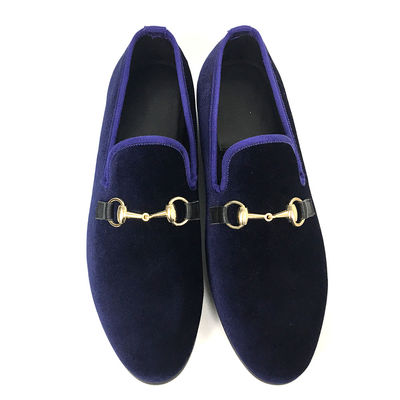 Handmade Black Velvet Loafer Shoes Broded Red Bottom Flat Men Shoes