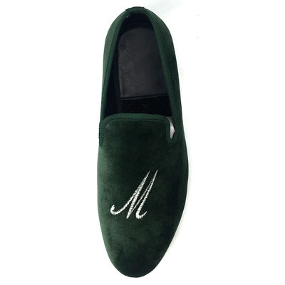 Men Luxury Green Velvet Loafers buatan tangan Velvet Slip On Loafers