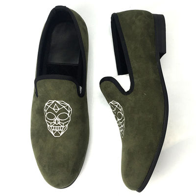 Leisure Cahaya Hijau Pria Velvet Loafers / Pria Prince Albert Slippers