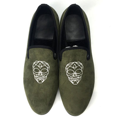 Leisure Cahaya Hijau Pria Velvet Loafers / Pria Prince Albert Slippers